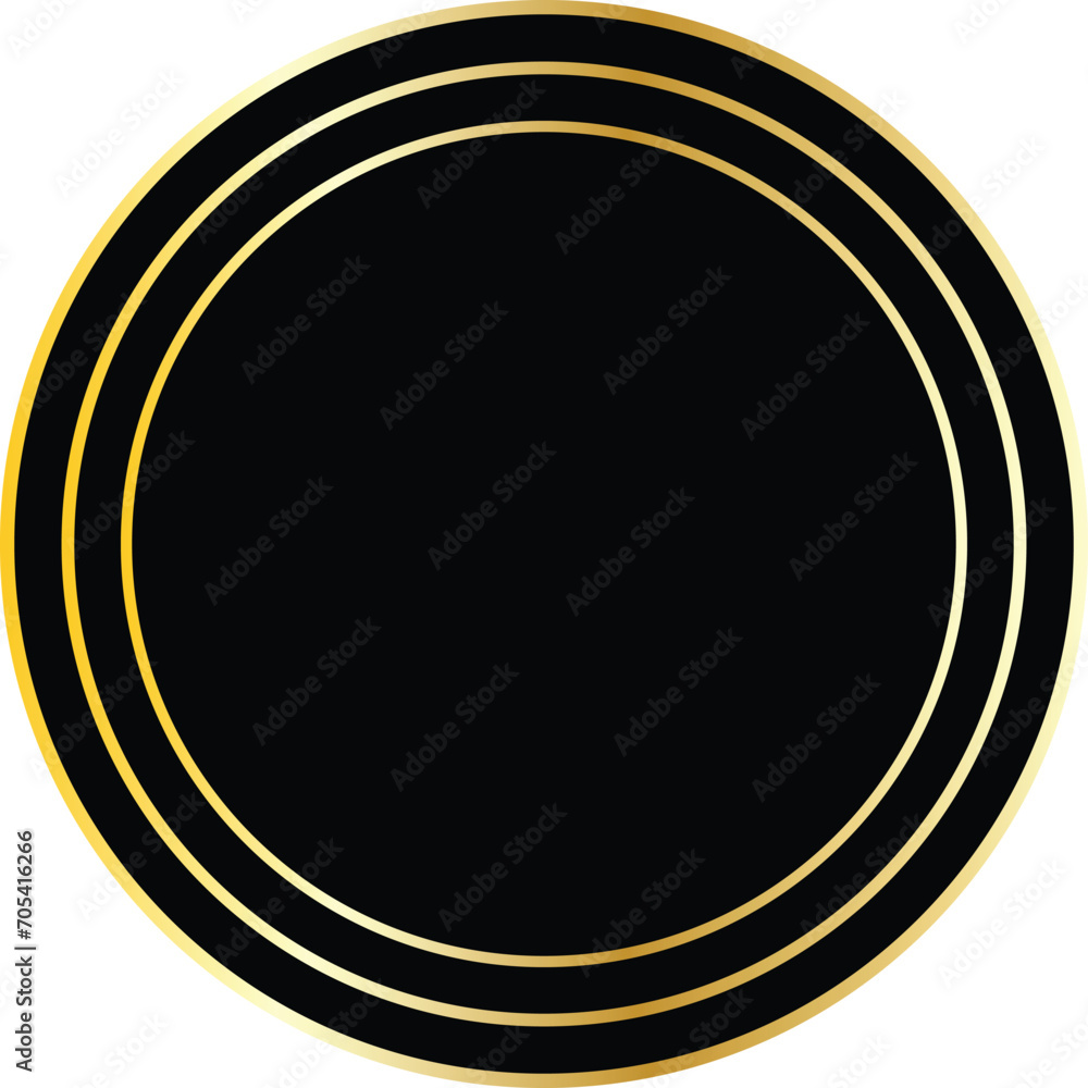 Poster abstract gold circle frame design on black.