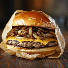 cheeseburger with onions