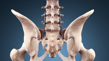 Posterior Lumbar Fusion with Pedicle Screws and Rods - obrazy, fototapety, plakaty