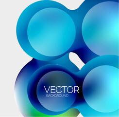 Beautiful flowing round shapes and circles abstract background. Liquid color bubble composition