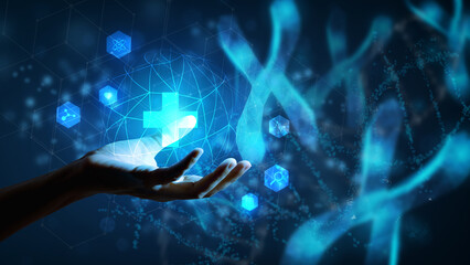 Hand holding.Healthcare medical technology and innovation. digital technology technology...