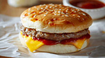 kids cheeseburger on wrapper