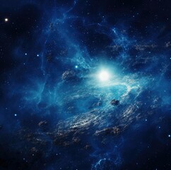 Fototapeta na wymiar blue galaxy in the universe illustration