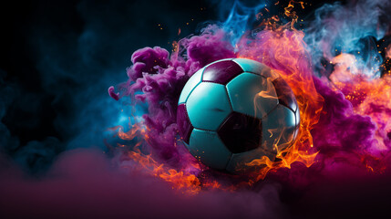 soccer ball in fire - obrazy, fototapety, plakaty
