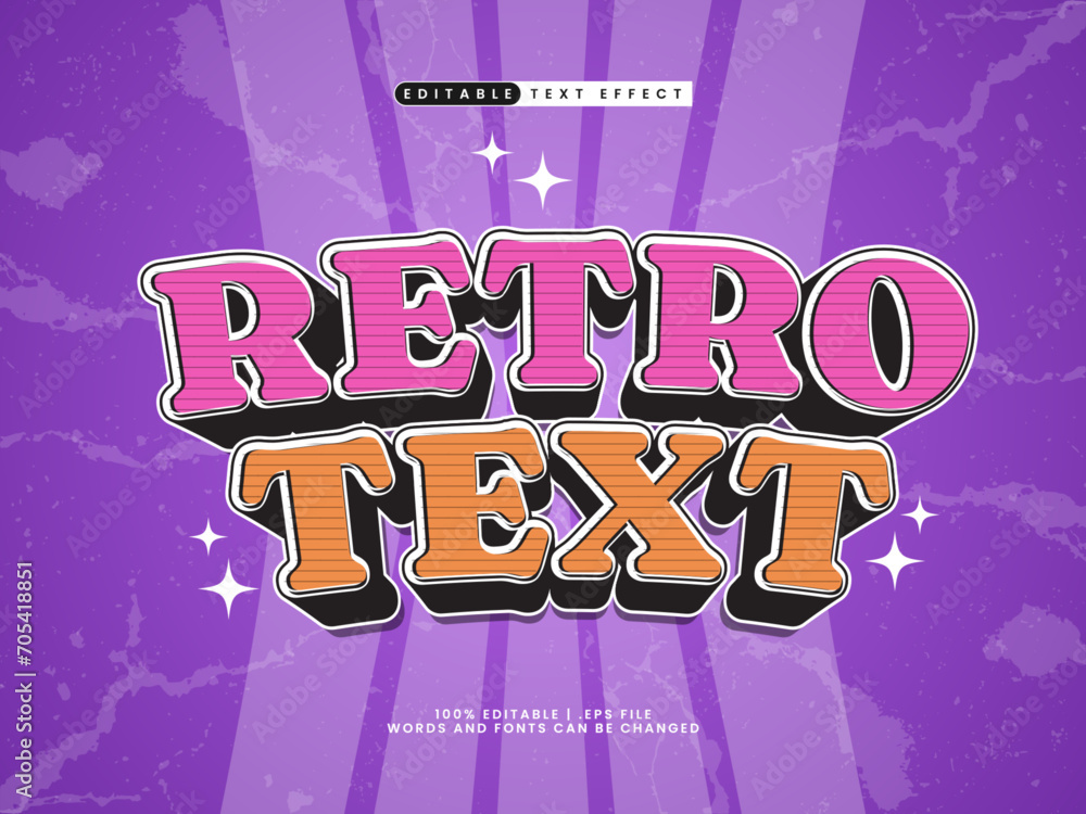 Fototapete retro text 3d editable text effect in retro style
