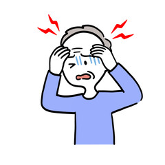 頭痛に苦しんでいる高齢男性