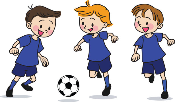Illustration of children playing soccer