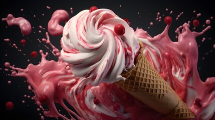 White chocolate raspberry ripple ice cream