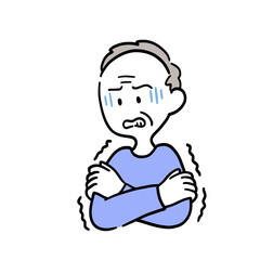 寒そうな高齢男性