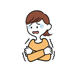 寒そうな女性