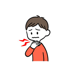 喉の痛みを感じている男の子