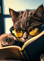 cat with book