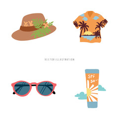 travel Hawaii watercolor element vector illustration