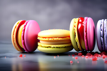 Colorful macaroons. Generative ai.