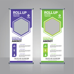 Modern Roll up banner standee design template, pull up, x banner template banner layout	
