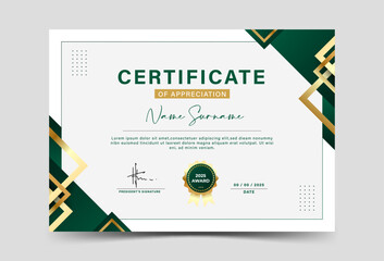 Dark green and gold geometric effect achievement certificate template. Pattern ,effect 

