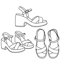 Slingback heel open toe isolated on a white background, vector illustration.