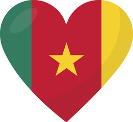 Cameroon flag heart 3D style.