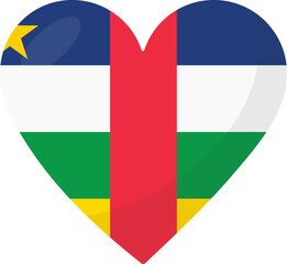 Central African flag heart 3D style.