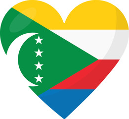 Comoros flag heart 3D style.