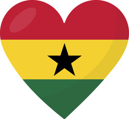 Ghana flag heart 3D style.