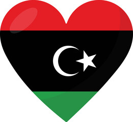 Libya flag heart 3D style.