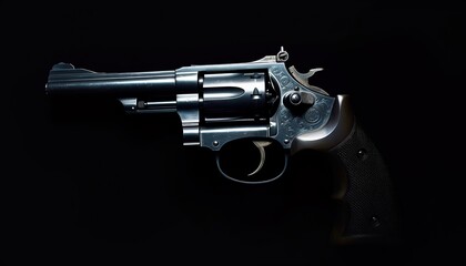 revolver ,black background - obrazy, fototapety, plakaty