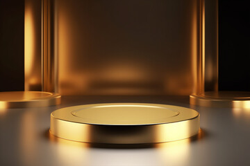 Golden Product Podium Display Showcase Backdrop Background