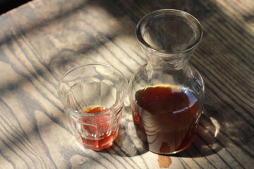 robusta v60 coffe on the wooden table