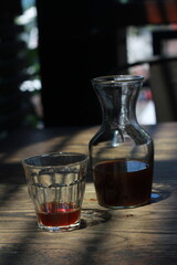 robusta v60 coffe on the wooden table