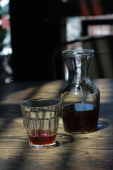 robusta v60 coffe on the wooden table