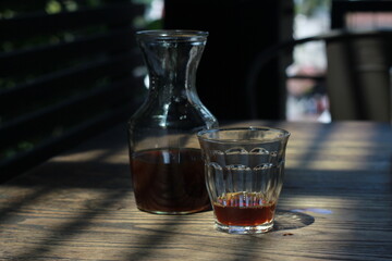 robusta v60 coffe on the wooden table