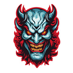 Devil Face Illustration with Transparent Background for Sticker