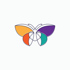 butterfly beauty line minimalist logo design graphic vector