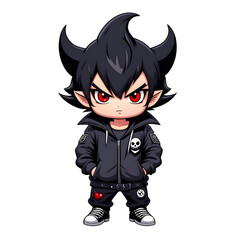 A Cute Evil Character Illustration with Transparent Background for Sticker
