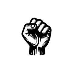 Obraz premium Fist Logo Design Vector Black and white on white background