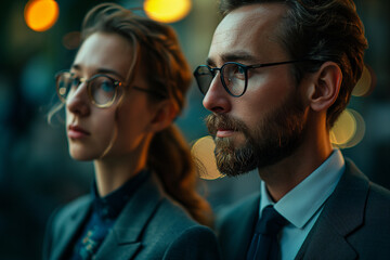 Portrait of a couple with glasses Generative AI