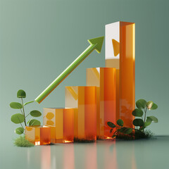 Business graph with arrow Generative AI