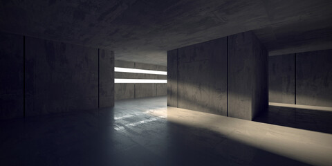 Abstract empty modern interior. Concrete walls