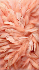 Full of feathers, Monochrome peach fuzz background, Smooth and beautiful feathers, portrait