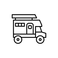 Camper van outline icons, transportation minimalist vector illustration ,simple transparent graphic element .Isolated on white background