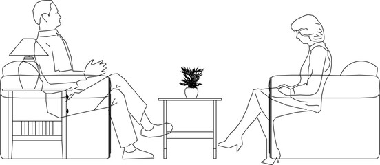 Vector sketch illustration design of people visiting in a meeting room