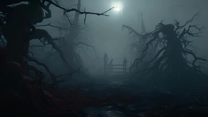 Fog contorts around its feet the dead air filled with vermin and their cackle rising into the ether.