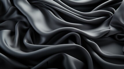 Obraz premium Luxurious shiny black gray satin dark fabric texture