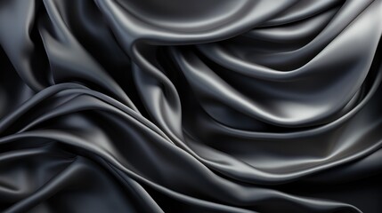 Luxurious shiny black gray satin dark fabric texture