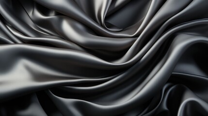 Obraz premium Luxurious shiny black gray satin dark fabric texture