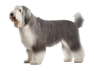 Old English Sheepdog, Realistic, Side view, Standing, Full Body, Illustration, generative ai