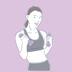 ダンベルでトレーニングをする女性
