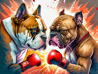 スポーツの概念でボクシングで対決する犬のイラスト - obrazy, fototapety, plakaty