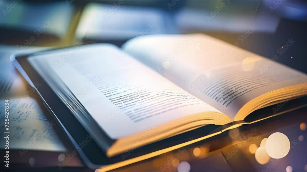 Aufkleber closeup of an open textbook on a tablet screen, surrounded by handwritten notes and highlighted text